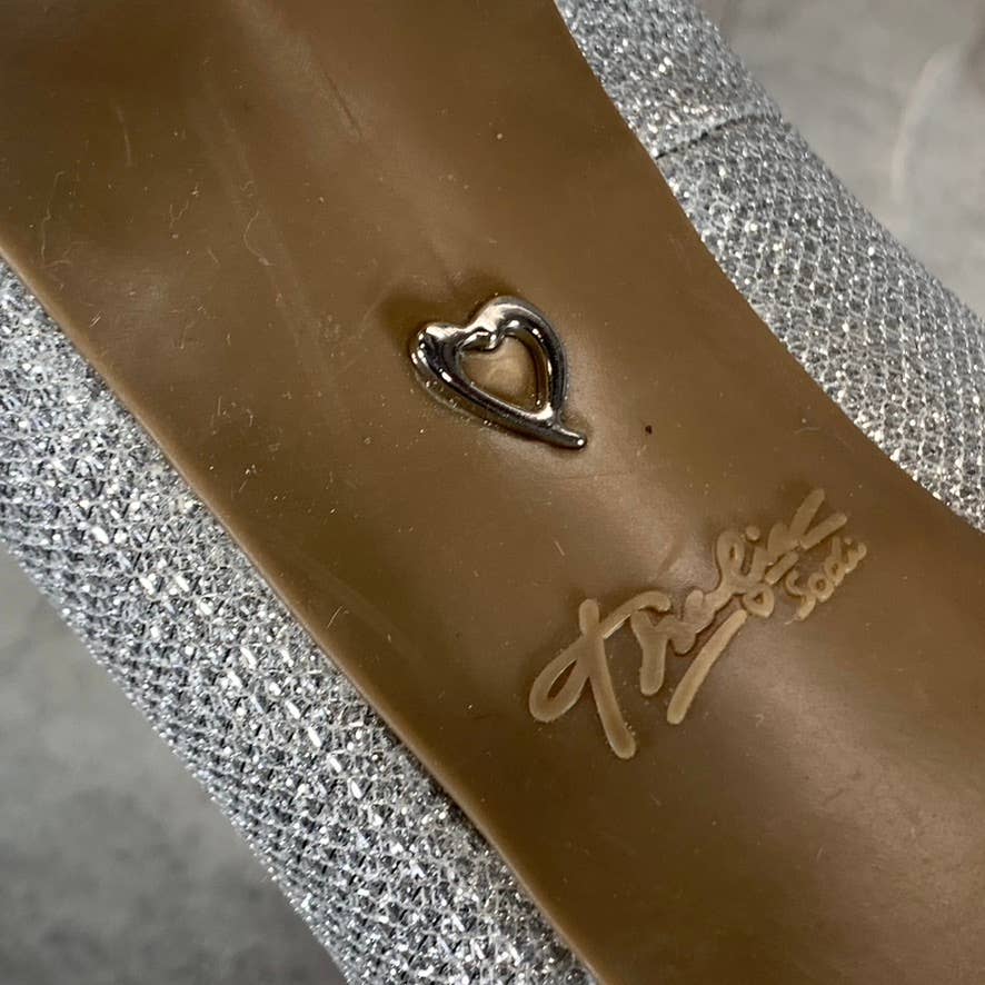 THALIA SODI Women's Silver Rhinestone Lenna Stiletto Peep-Toe Pumps SZ 8