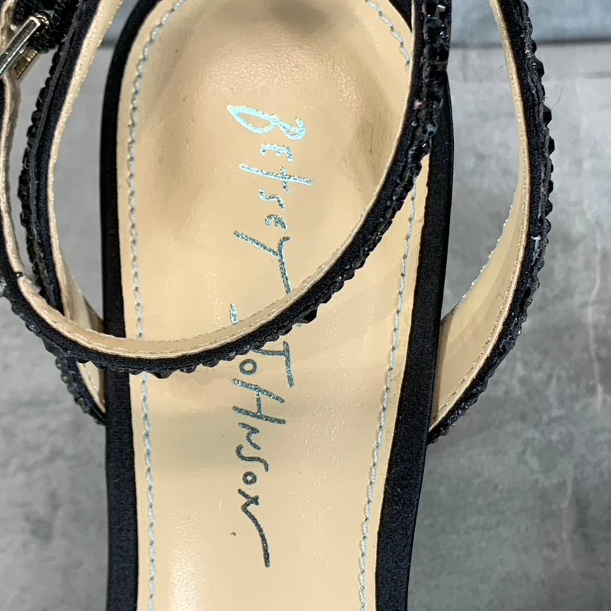 BLUE By Betsey Johnson Women's Black Beth Rhinestone Platform Sandals SZ 7
