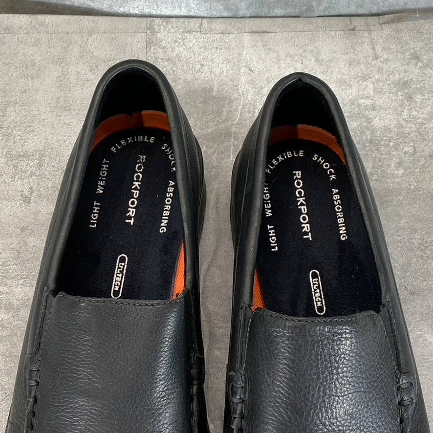 ROCKPORT Men's Black Leather Palmer Venetian Slip-On Loafers SZ 12