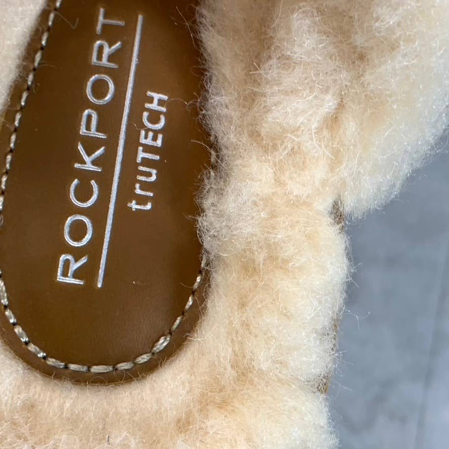 ROCKPORT TruTech Women's Tan Suede Faux-Fur Veda Slide Slippers SZ 8