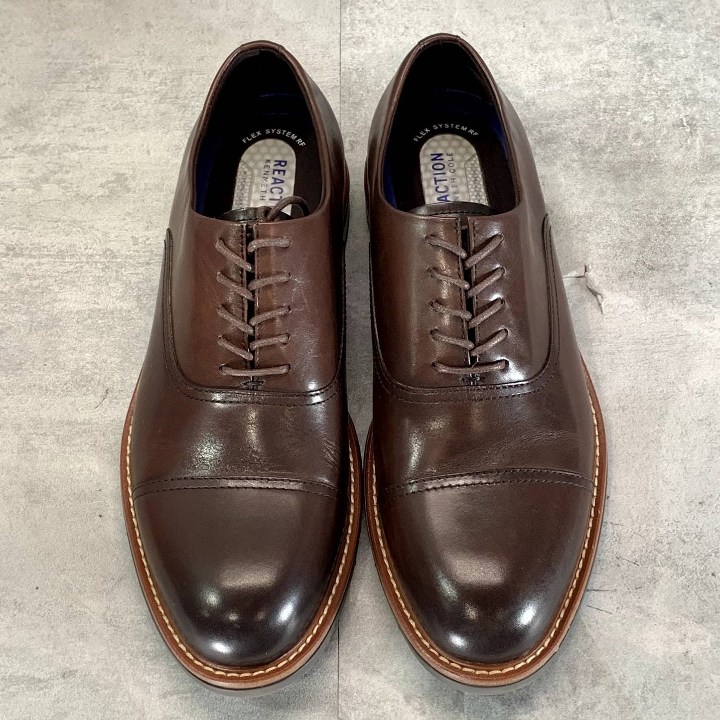 KENNETH COLE REACTION Men's Espresso Klay Flex Cap-Toe Oxfords SZ 11
