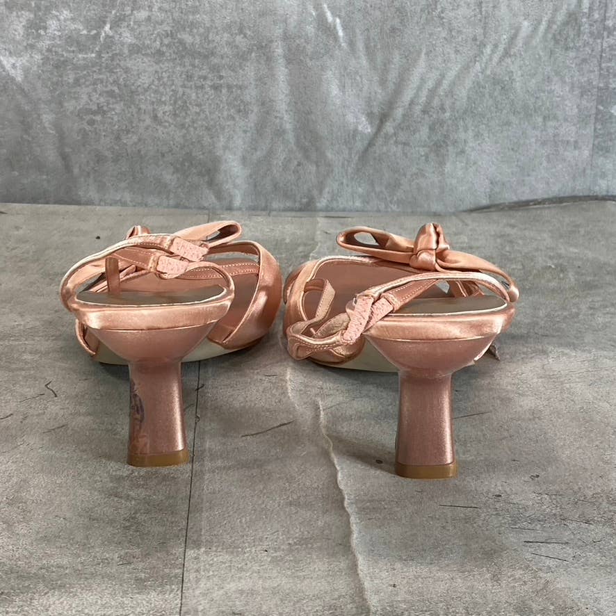 JEFFREY CAMPBELL Women's Natural Satin Take A Bow Square-Toe Slingback Sandals
