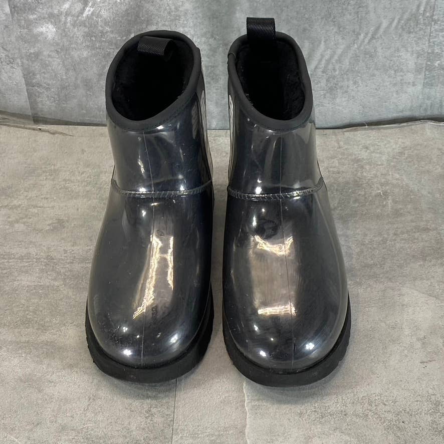 UGG Women's Black Logo Classic Clear Mini Waterproof Pull-On Ankle Boots SZ 8