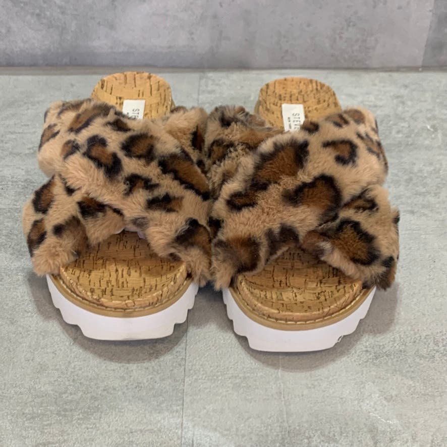 STEVEN NEW YORK Cado Faux Fur Leopard Print Slide Sandal SZ 7.5