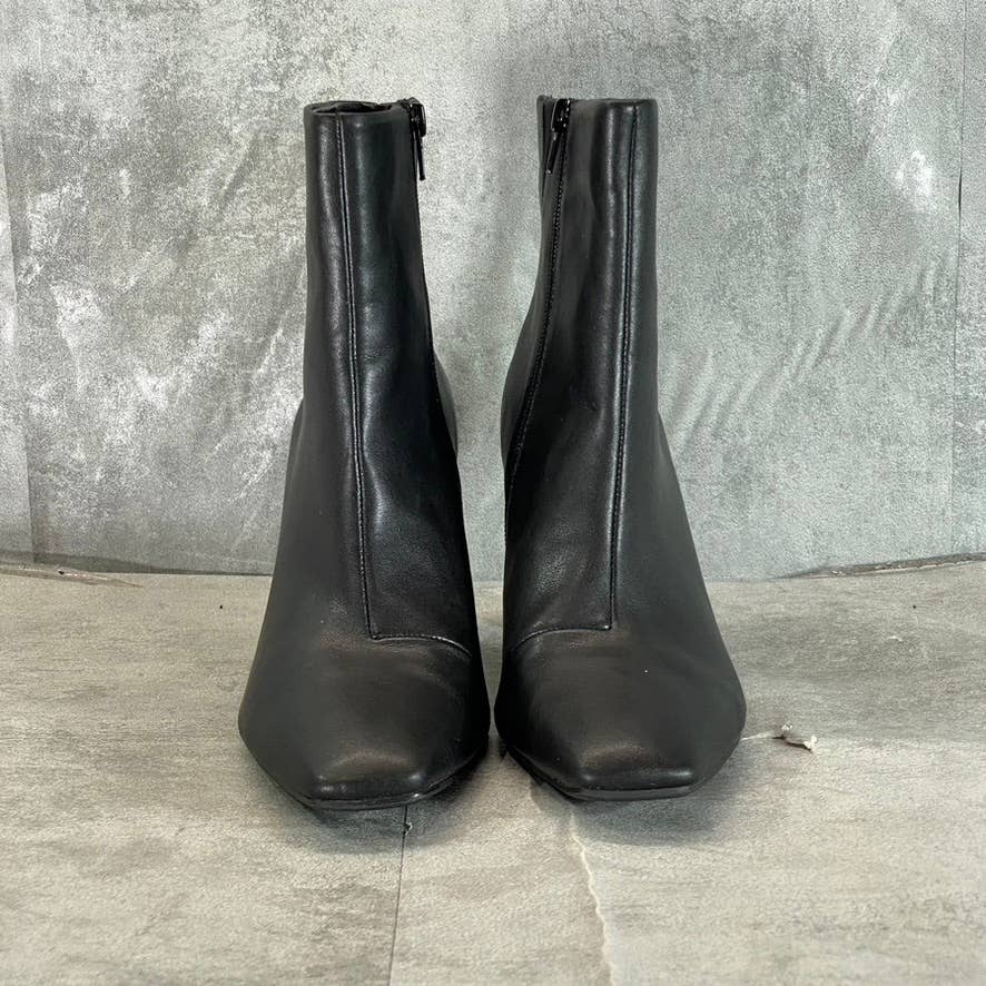 ALFANI Women's Black Faux-Leather Terrie Square-Toe Side-Zip Booties SZ 8.5