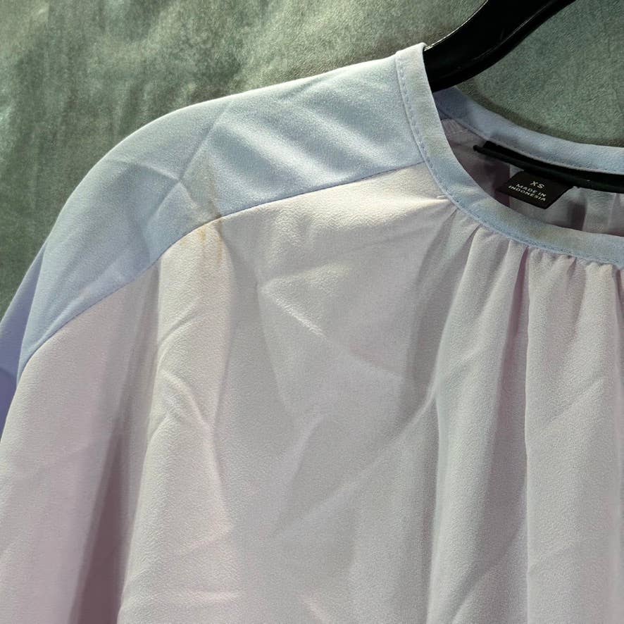 ALFANI Women's Lilac Color-Block Shoulder Short-Sleeve Top SZ XS