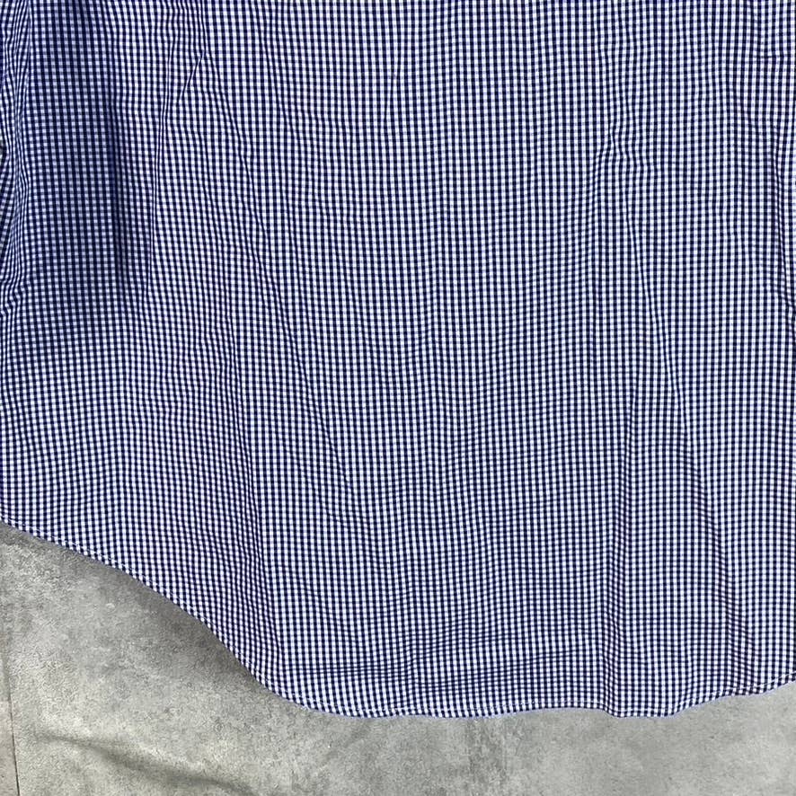 LANDS' END Men's Rich Sapphire Check No-Iron Supima Pinpoint Shirt SZ 15.5/32