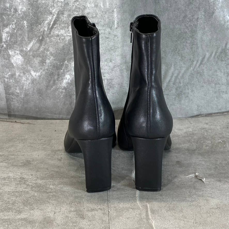 ALFANI Women's Black Faux-Leather Terrie Square-Toe Side-Zip Booties SZ 8.5