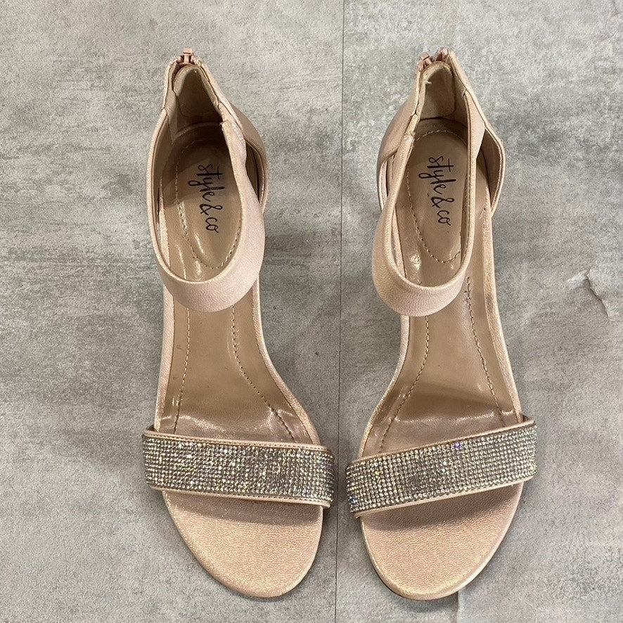 STYLE & CO Women's Blush-Silver Embellished Phillyis Two-Piece Evening Sandals