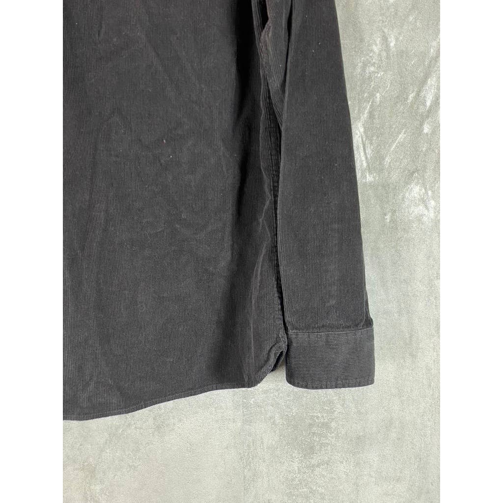 MADEWELL Men's Black Coal Perfect Fit Corduroy Button-Up Long-Sleeve Shirt SZ M
