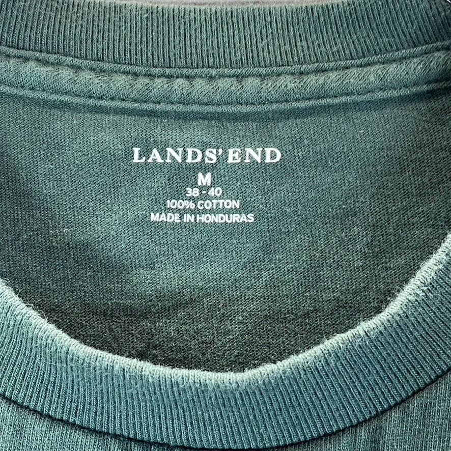 LANDS END Men's Green Crewneck Short-Sleeve Cotton T-Shirt SZ M