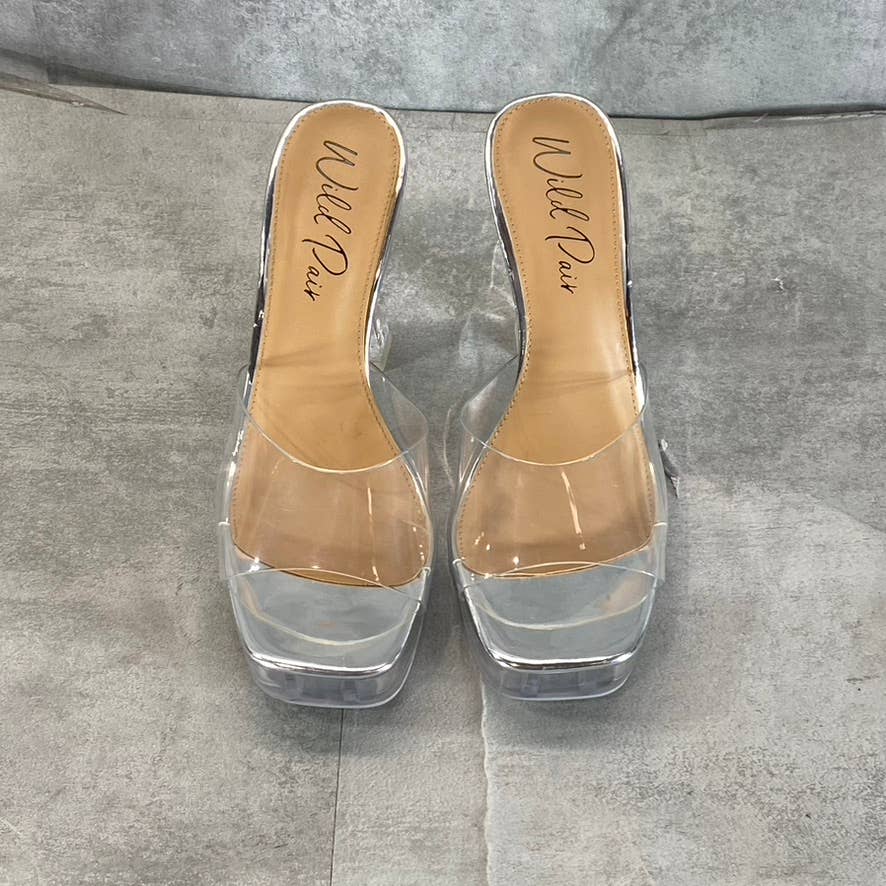 WILD PAIR Women's Clear Vinyl Regeena Square-Toe Platform Slide Dress Sandal SZ6