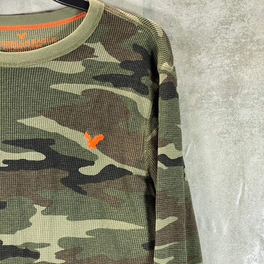 AMERICAN EAGLE OUTFITTERS Men's Green Camo Crewneck Classic-Fit T-Shirt SZ M