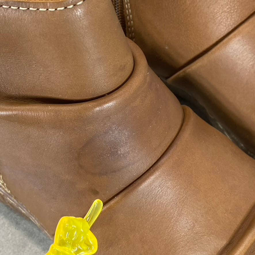 CLARKS COLLECTION Women's Dark Tan Leather Caroline Rae Ruched Ankle Booties SZ7