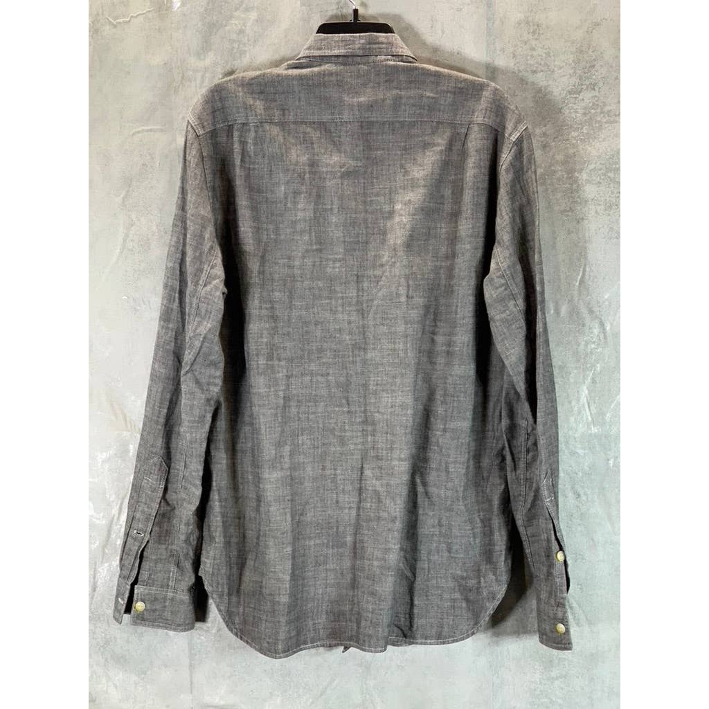 J.CREW FACTORY Men's Charcoal Chambray Regular-Fit Button-Up Workshirt SZ M