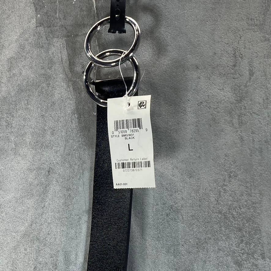 INC INTERNATIONAL CONCEPTS Women's Black/Silver Double Circle Belt SZ L