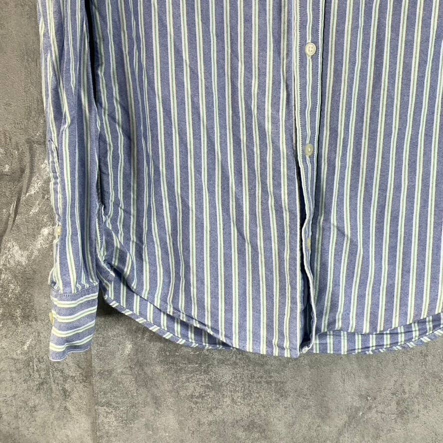 EVERLANE Men's Blue Striped Slim-Fit Button-Up Long-Sleeve Shirt SZ S