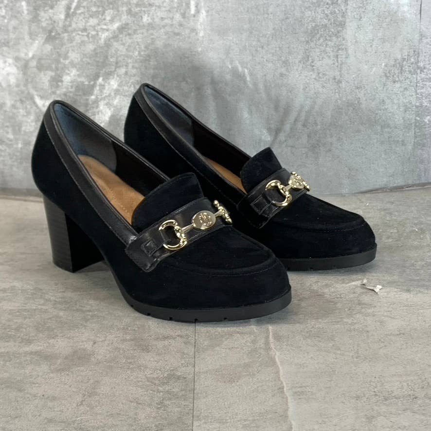 GIANI BERNINI Women's Black Suede Porshaa Round-Toe Loafer Dress Pumps SZ 6.5
