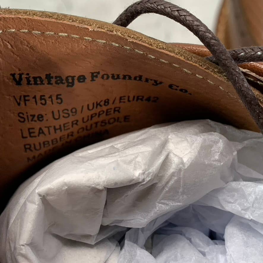 VINTAGE FOUNDRY CO. Men's Cognac Leather Clark Lace-Up Oxfords SZ 9