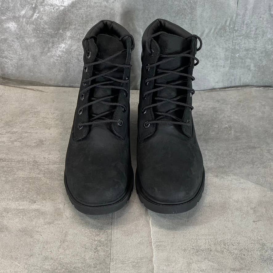 TIMBERLAND Women's Black Nubuck Linden Woods 6" Waterproof Lace-Up Boots SZ 9