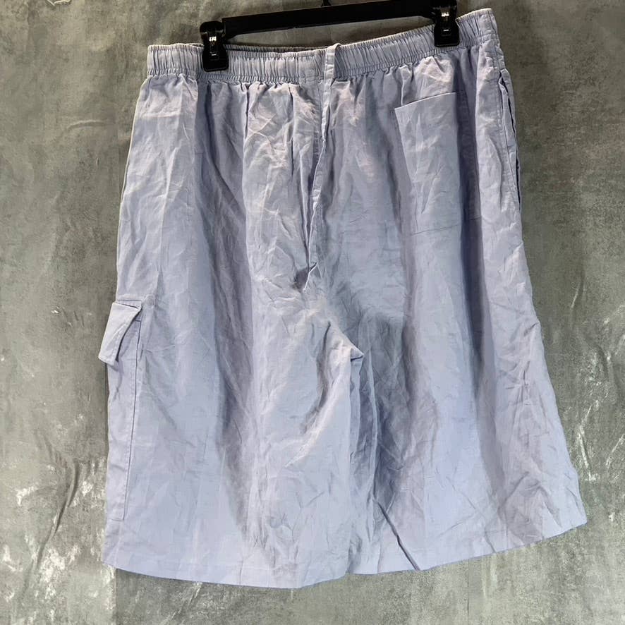 SEAN JOHN Men's Blue Elastic Waistband Linen Pull-On Shorts SZ 2XL
