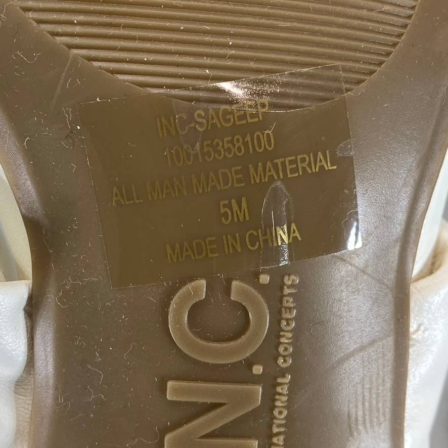 INC INTERNATIONAL CONCEPTS Women's White Smooth Sagee Thong Dress Sandals SZ 5
