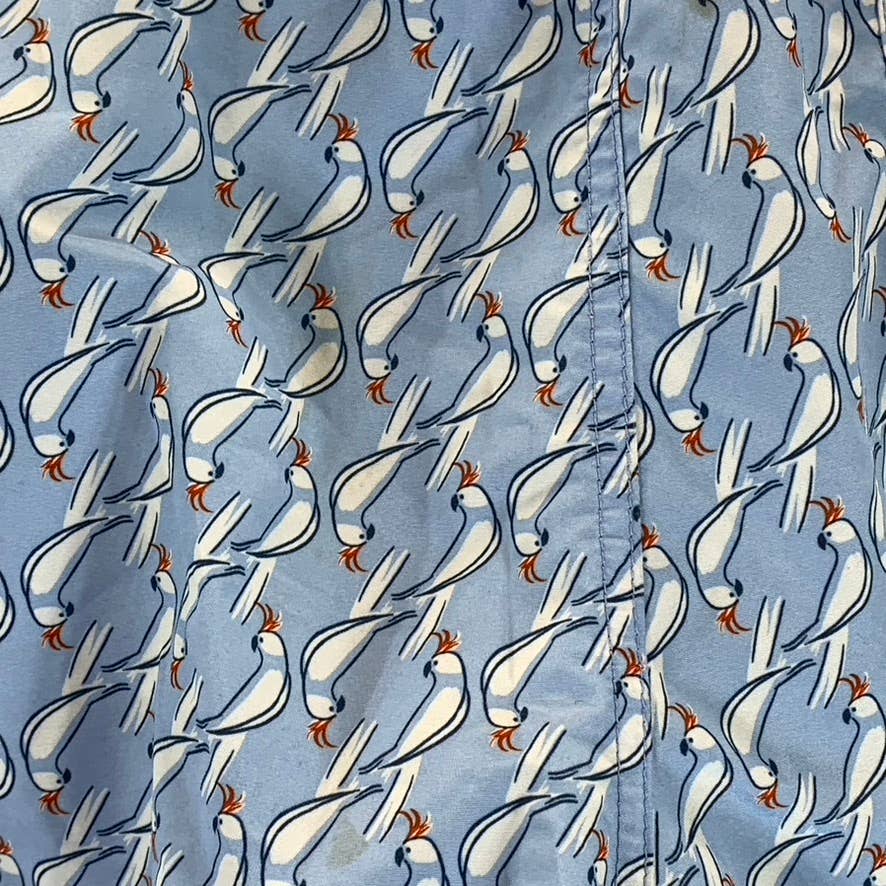 LANDS' END Men's Light Blue Bird Print Drawstring Pull-On Swim Trunks SZ XL