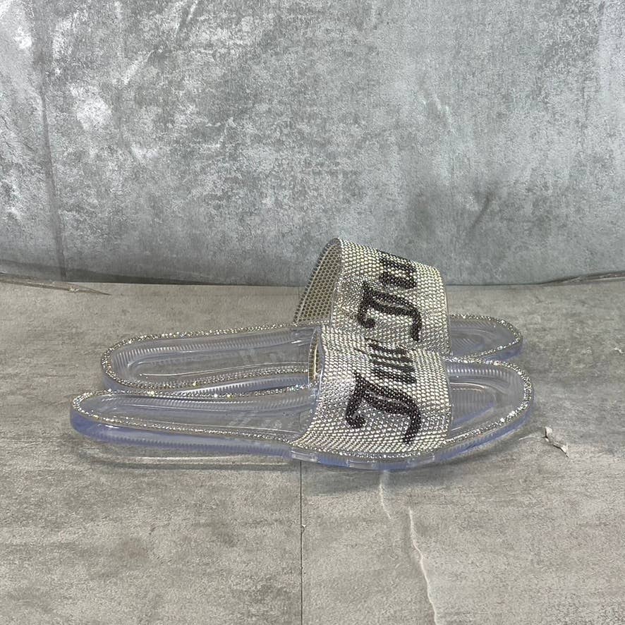 JUICY COUTURE Women's Clear Hylton Rhinestone Embellished Slide Jelly Sandal SZ7