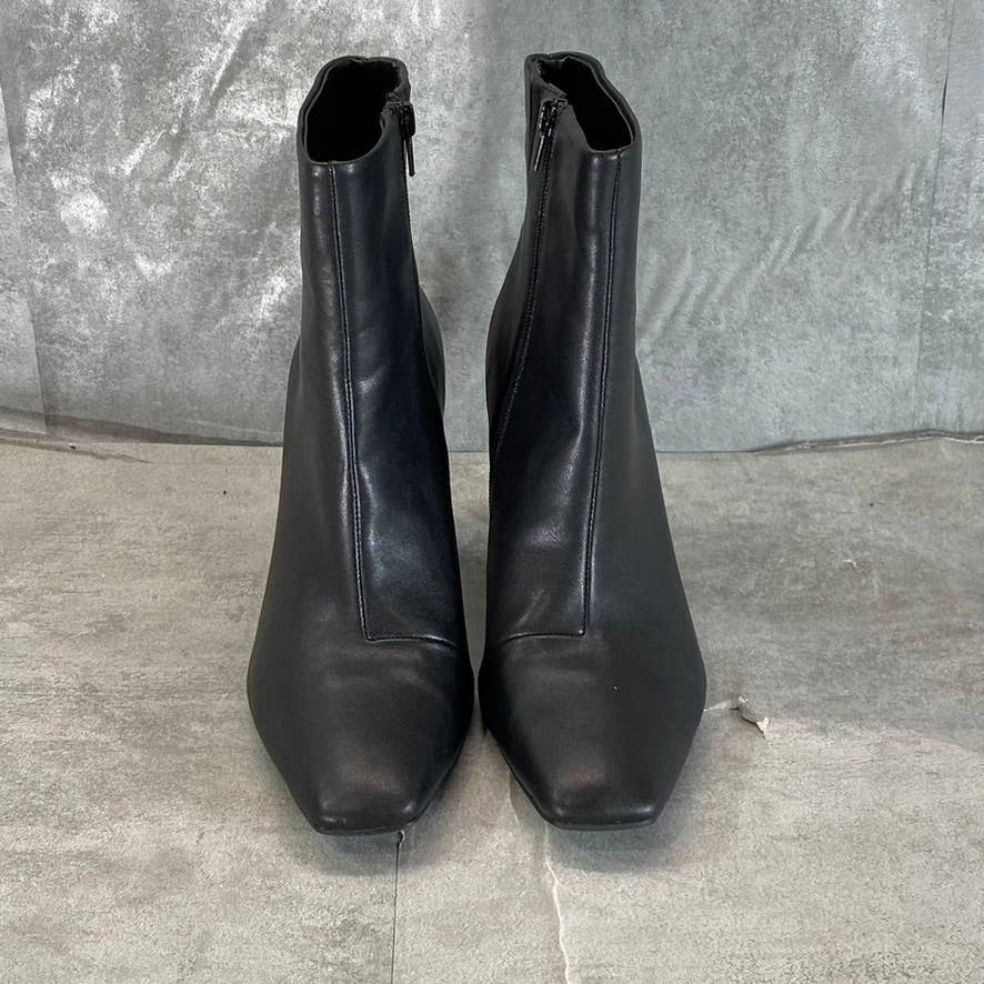 ALFANI Women's Black Faux-Leather Terrie Square-Toe Side-Zip Booties SZ 8.5