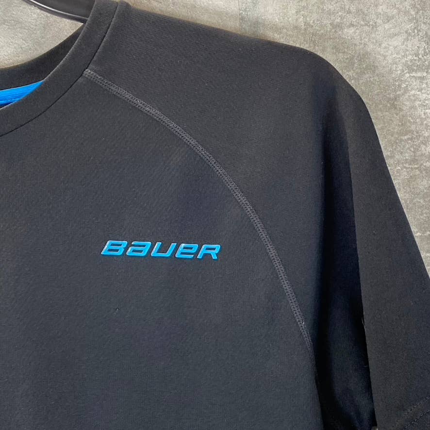 BAUER Men's Black Crewneck Training-Fit Short-Sleeve T-Shirt SZ M