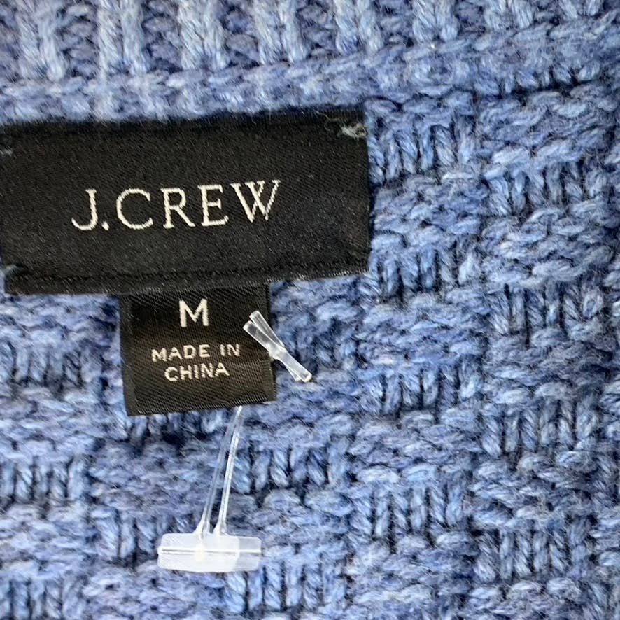 J.CREW Men's Heather Mediterranean Navy Crewneck Cable Knit Sweater SZ M