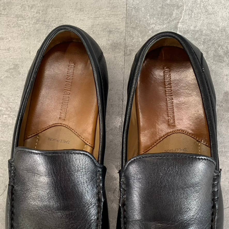 JOHNSTON & MURPHY Men's Black Glove Leather Hawkins Venetian Loafer SZ 9.5