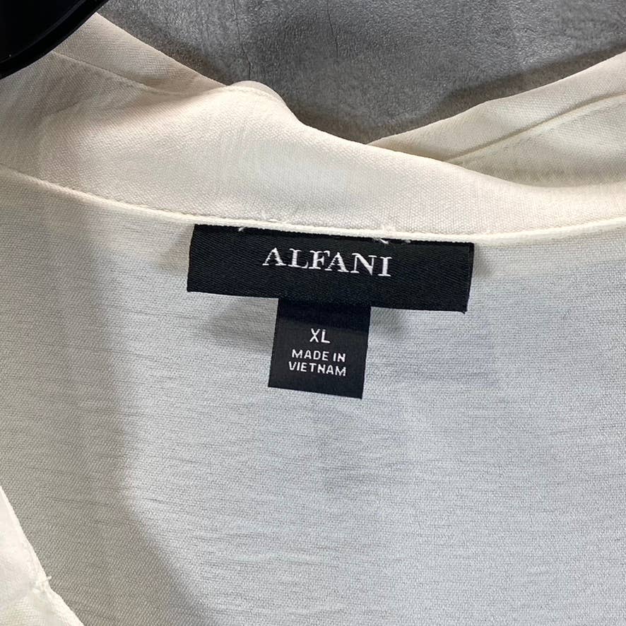 ALFANI Women's Calla Lily Faux-Wrap Long-Sleeve Peplum Top SZ XL