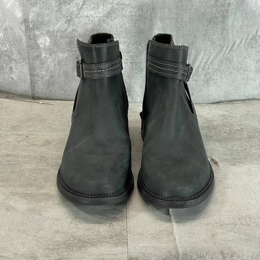 CLARKS Collection Women's Dark Grey Leather Maye Strap Ankle Boots SZ 10