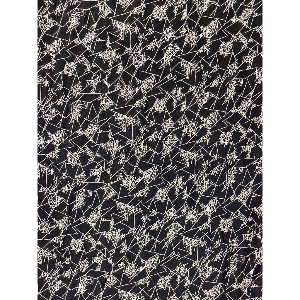 ALLSAINTS Men's Black/White Scribble Short-Sleeve Button-Up Shirt SZ S