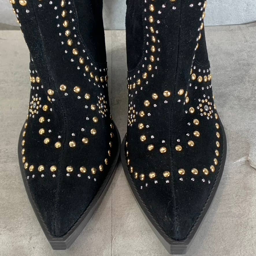 JESSICA SIMPSON Women's Black Studded Larna Almond-Toe Western Boots SZ 10