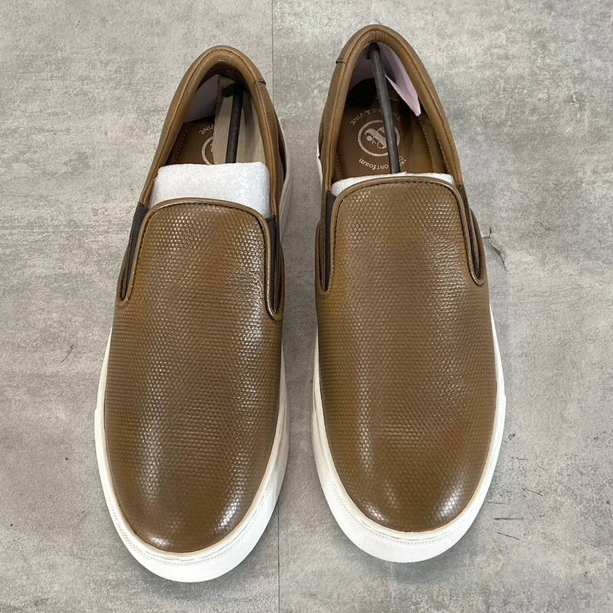 THOMAS & VINE Men's Brown Leather Conley Slip-On Sneakers SZ 9.5