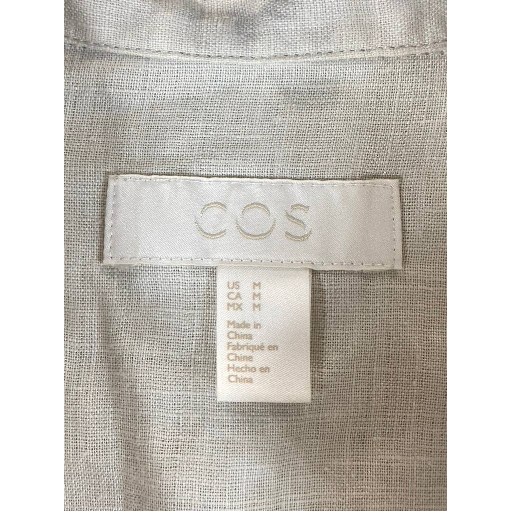 COS Men's Beige Button-Up Long-Sleeve Shirt SZ M
