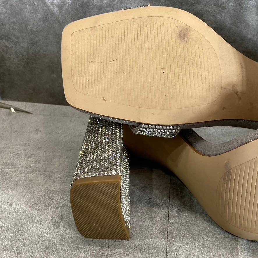 STEVE MADDEN Women's Silver Rhinestone Tiaa Two-Piece Dress Sandals SZ 6