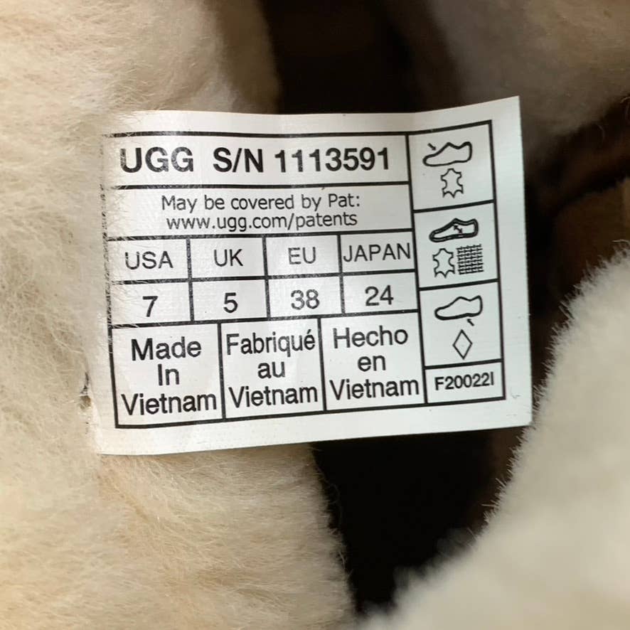 UGG Women's Chestnut Suede Classic Zip Short Round-Toe Pull-On Boots SZ 7