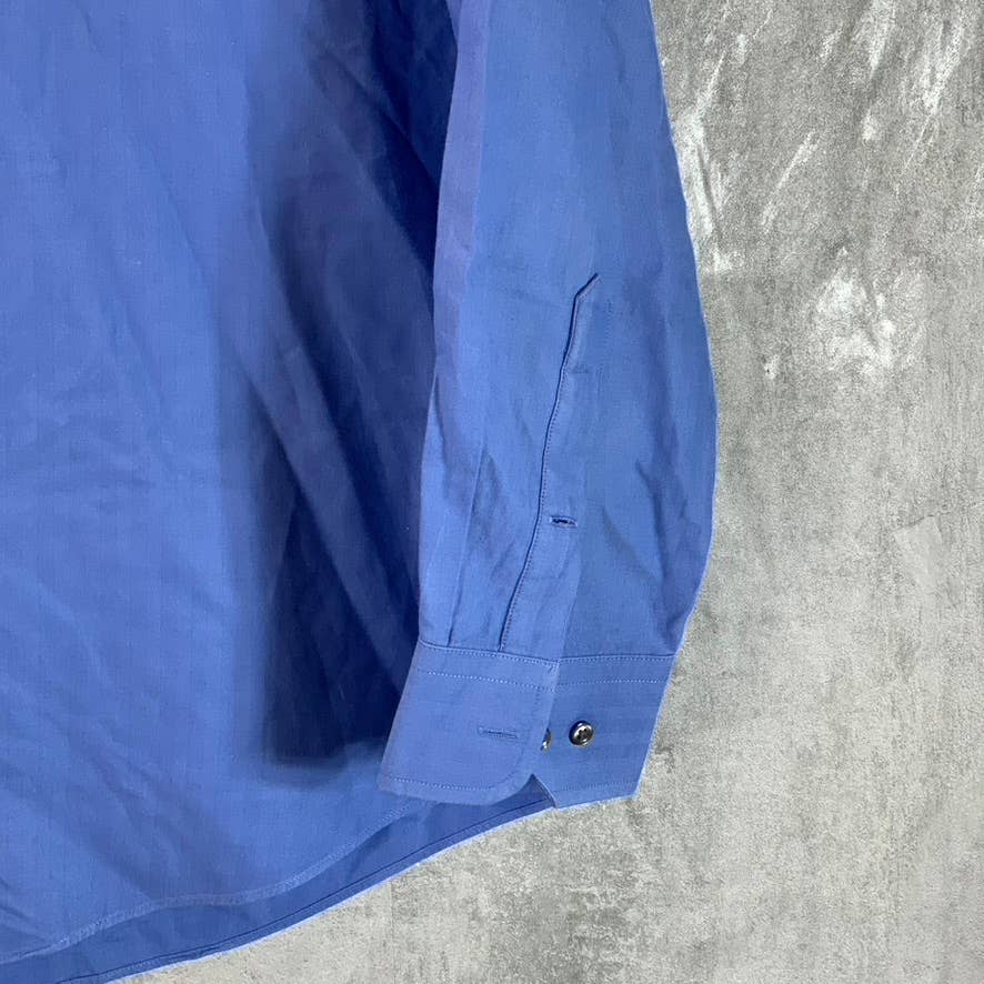 NORDSTROM Men's Blue Trim-Fit Button-Front Long-Sleeve Dress Shirt SZ 17 32/33