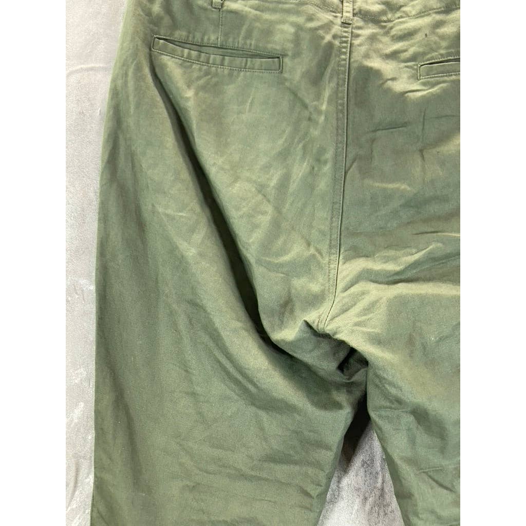 BONOBOS Men's Long Forest Green Adjustable Waist Straight-Leg Pants SZ 34L