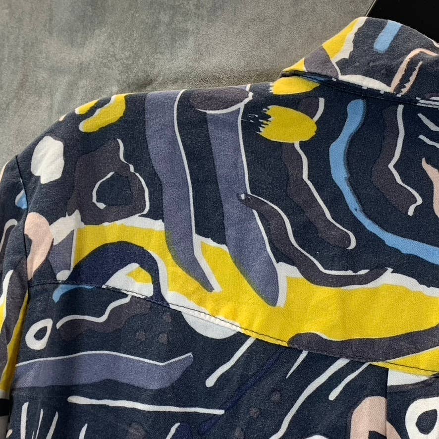 NATIVE YOUTH Men's Navy The Nostalgia Print Short-Sleeve Button-Up Shirt SZ M