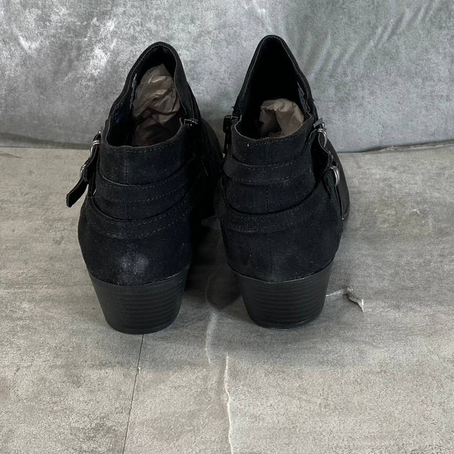 STYLE & CO Women's Black Micro Willoww Block Heel Almond-Toe Booties SZ 10.5