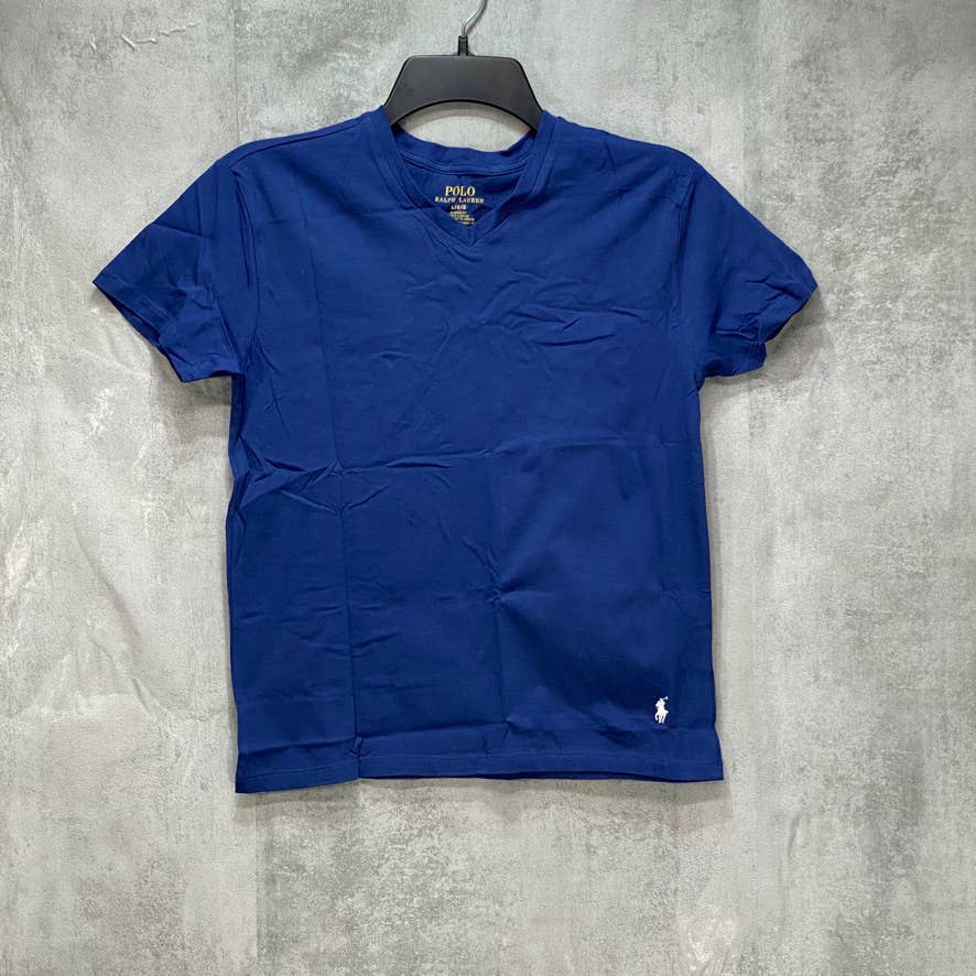 POLO RALPH LAUREN Boys Navy V-Neck Short Sleeve T-Shirt SZ L