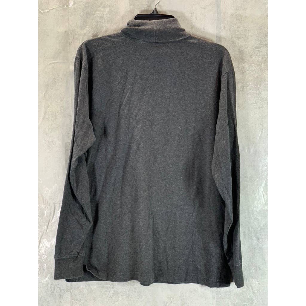LANDS' END Men's Dark Charcoal Heather Super-T Turtleneck T-Shirt SZ L