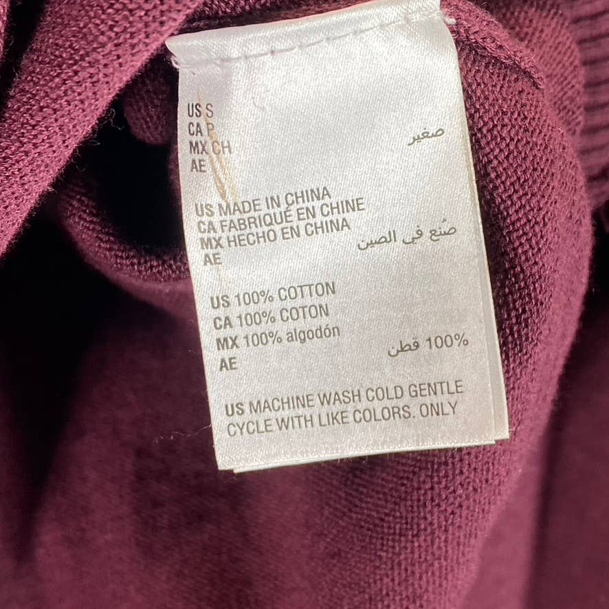 CLUB ROOM Men's Red Plum Button Mock Neck Pullover Sweater SZ S