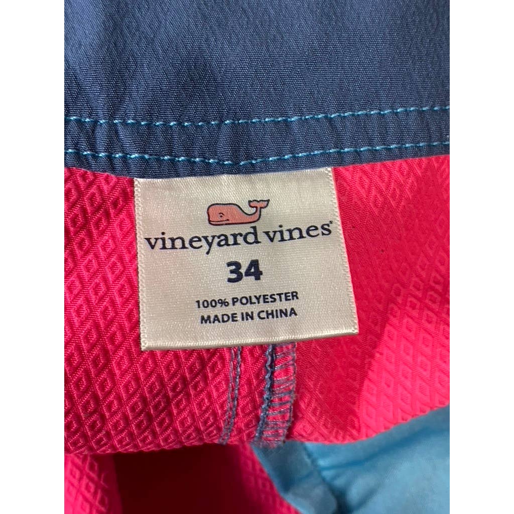 VINEYARD VINES Men's Neon Colorblock Pull-On Swim Trunks SZ 34