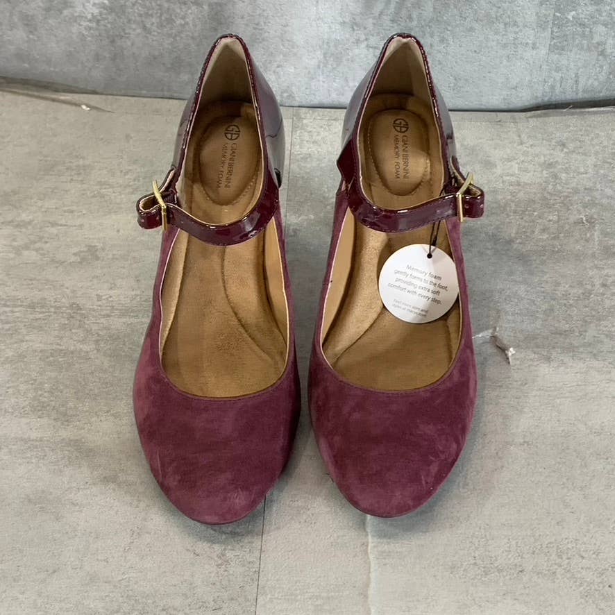 GIANI BERNINI Women's Wine Suede Velmah Memory Foam Mary Jane Pumps SZ 8.5