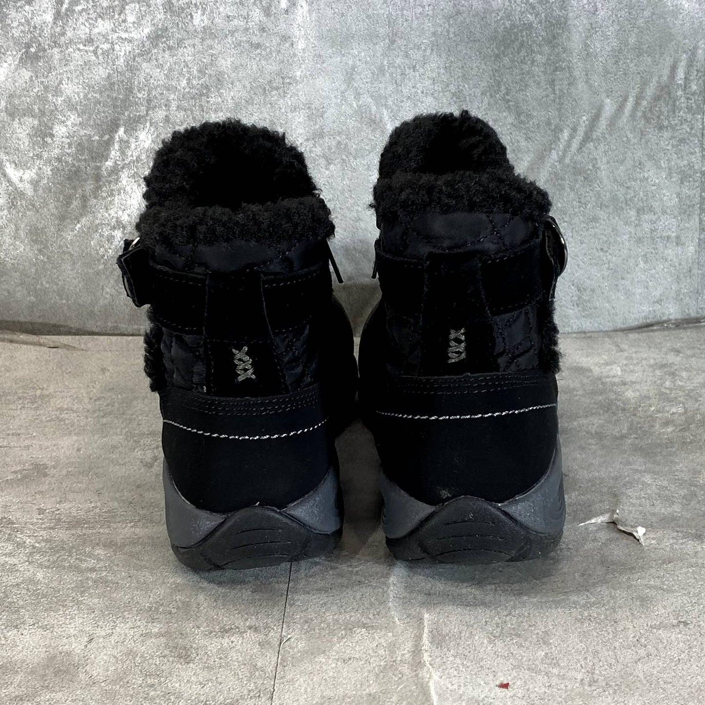 EASY SPIRIT Women's Black Faux-Fur Seelk Round-Toe Side-Zip Ankle Boots SZ 5.5